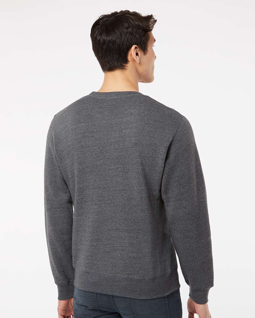 Unisex Triblend Fleece Crewneck Sweatshirt - OnModelBack - B08228103 - Black Triblend