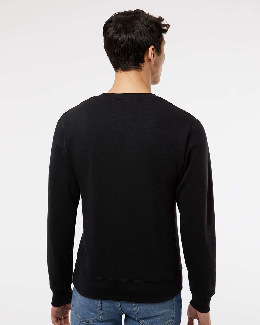 Unisex Triblend Fleece Crewneck Sweatshirt - OnModelBack - B08228503 - Black Solid