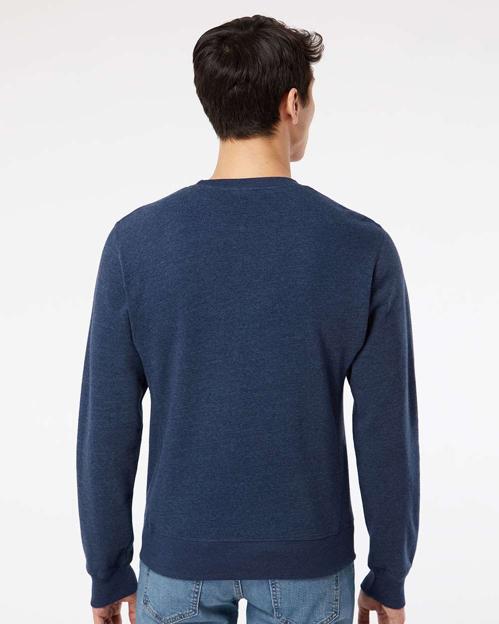 Unisex Triblend Fleece Crewneck Sweatshirt - OnModelBack - B08228653 - True Navy Triblend