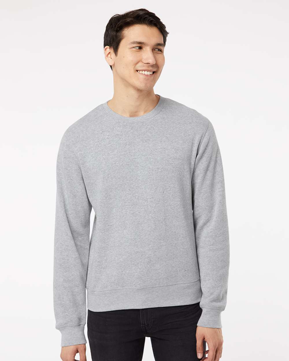 Unisex Triblend Fleece Crewneck Sweatshirt - OnModelFront - B08228353 - Grey Triblend