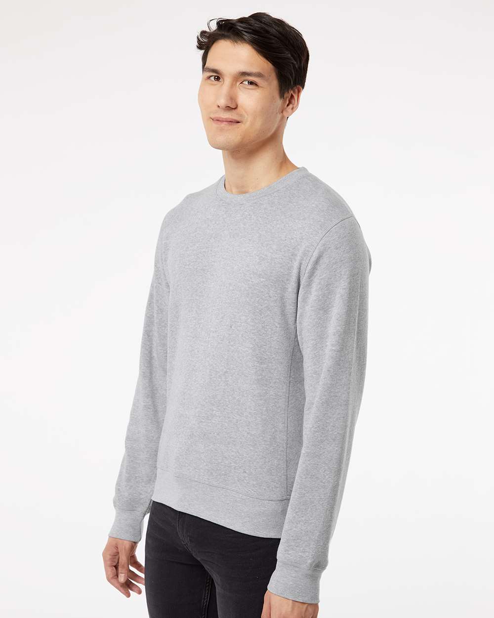 Unisex Triblend Fleece Crewneck Sweatshirt - OnModelSide - B08228353 - Grey Triblend