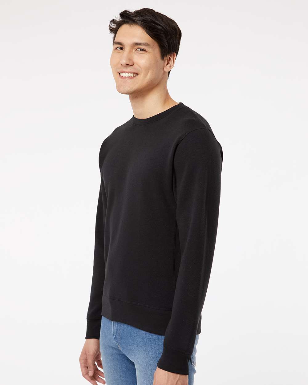 Unisex Triblend Fleece Crewneck Sweatshirt - OnModelSide - B08228503 - Black Solid