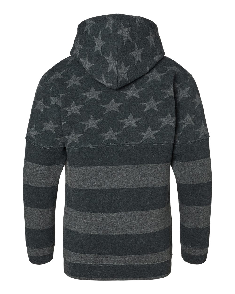 Youth Triblend Fleece Hooded Sweatshirt - Back - B08328453 - Black Stars & Stripes Triblend