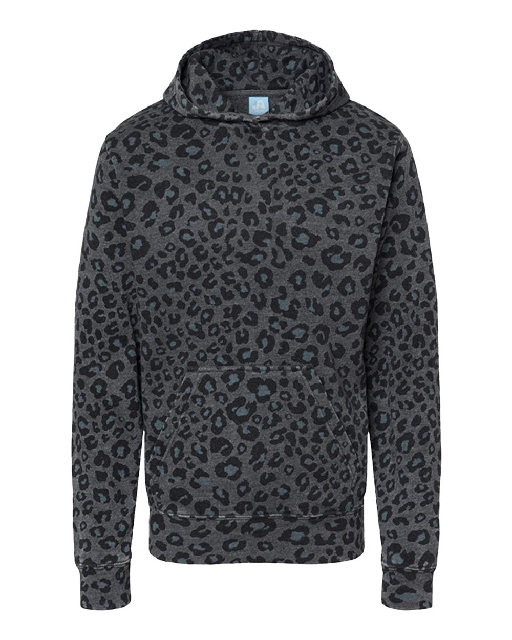 Youth Triblend Fleece Hooded Sweatshirt - Front - B08328433 - Black Leopard Triblend
