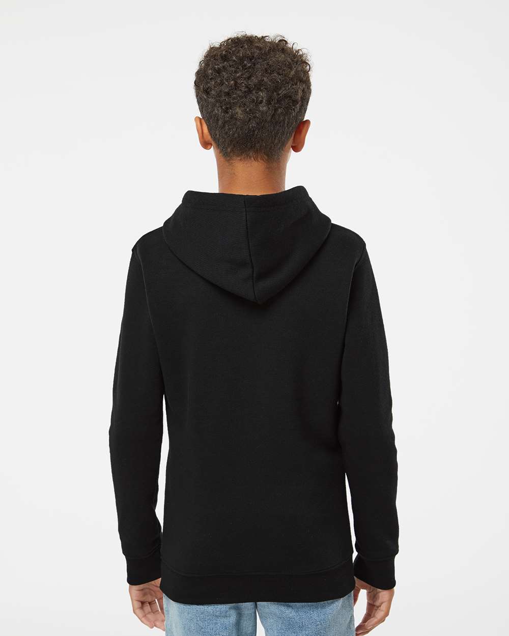 Youth Triblend Fleece Hooded Sweatshirt - OnModelBack - B08328504 - Black Solid