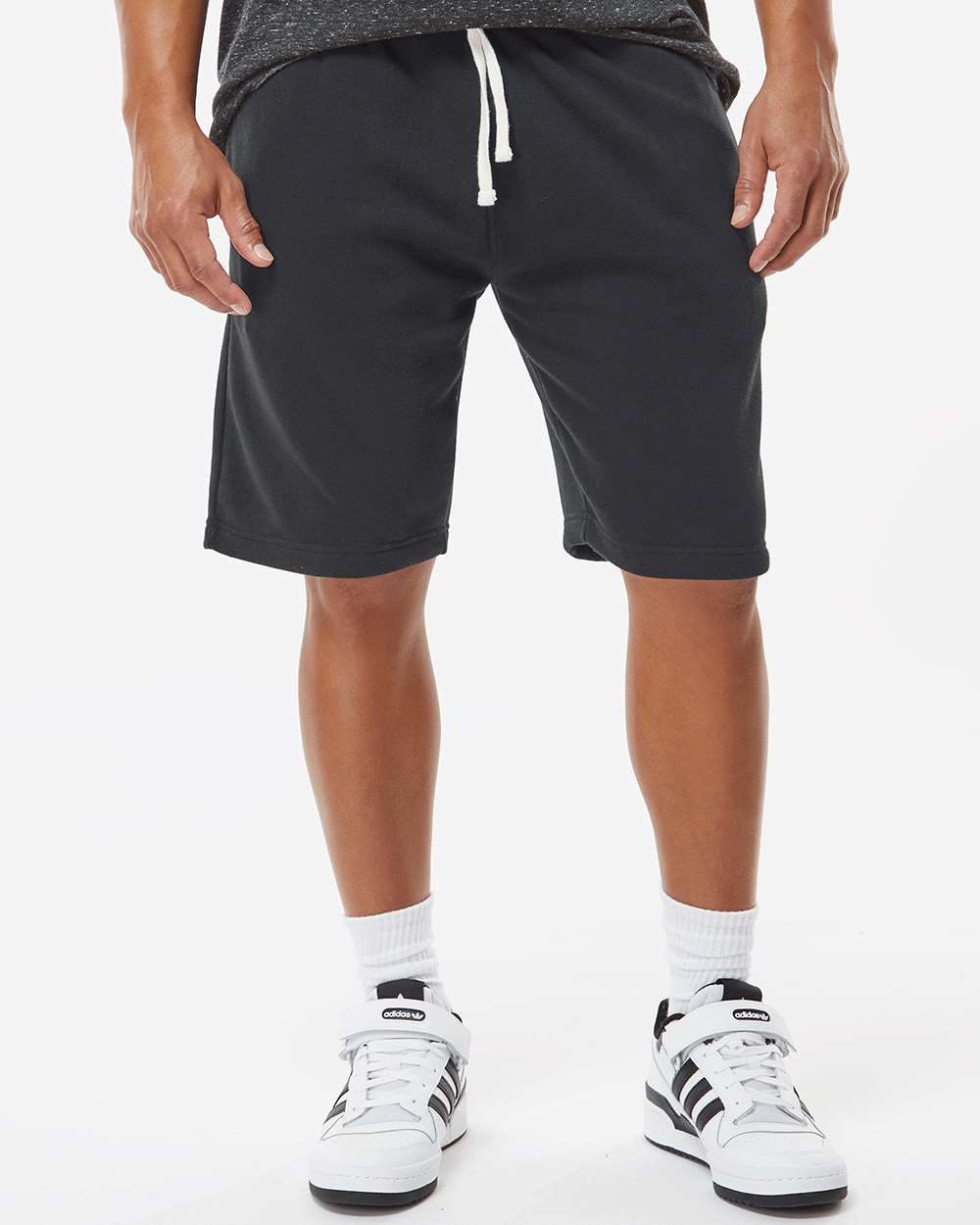 Unisex Triblend Fleece Shorts - OnModelFront - B12628504 - Black Solid