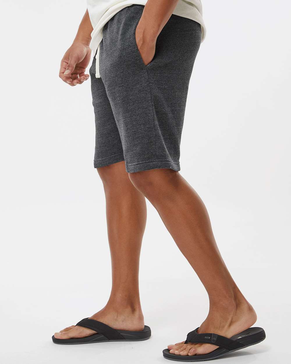 Unisex Triblend Fleece Shorts - OnModelSide - B12628103 - Black Triblend