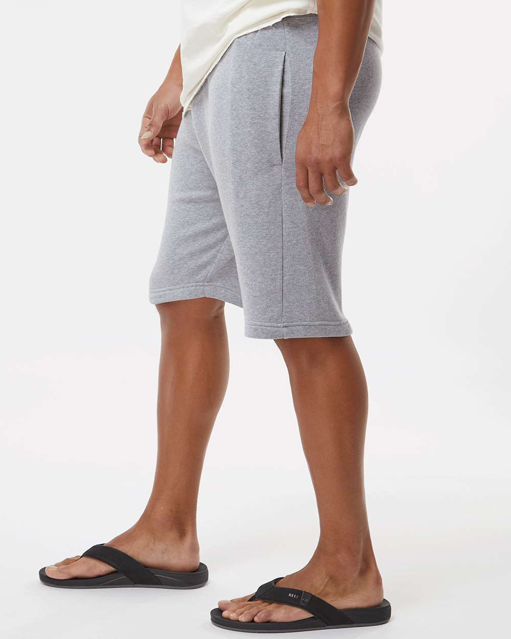 Unisex Triblend Fleece Shorts - OnModelSide - B12628353 - Grey Triblend