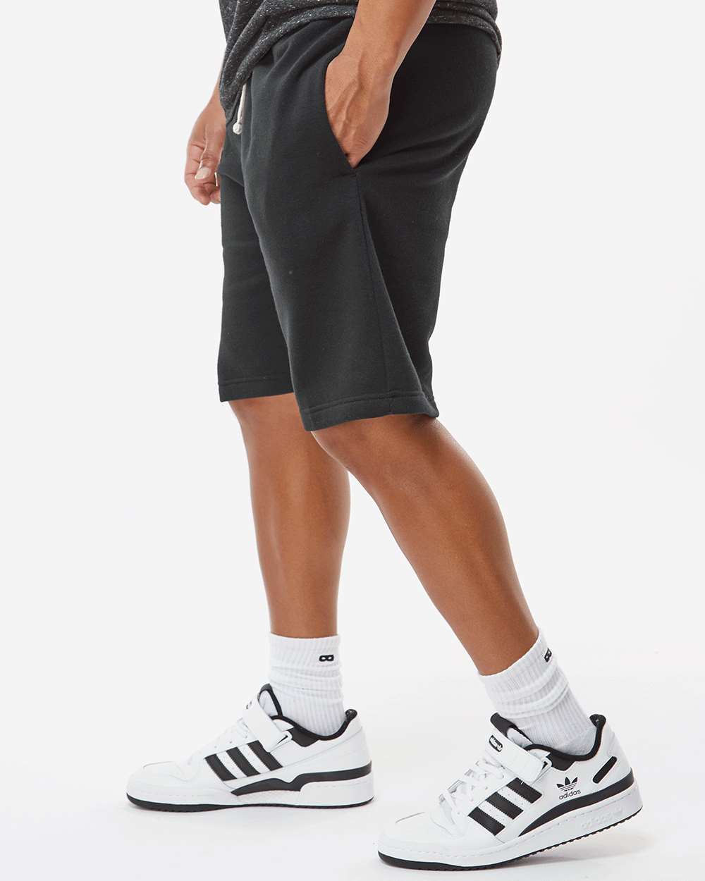 Unisex Triblend Fleece Shorts - OnModelSide - B12628504 - Black Solid