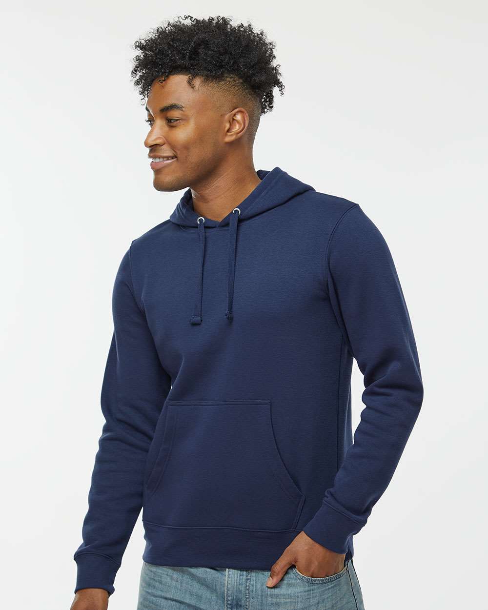 Unisex BTB Fleece Hooded Sweatshirt - OnModelFront - B13428653 - True Navy
