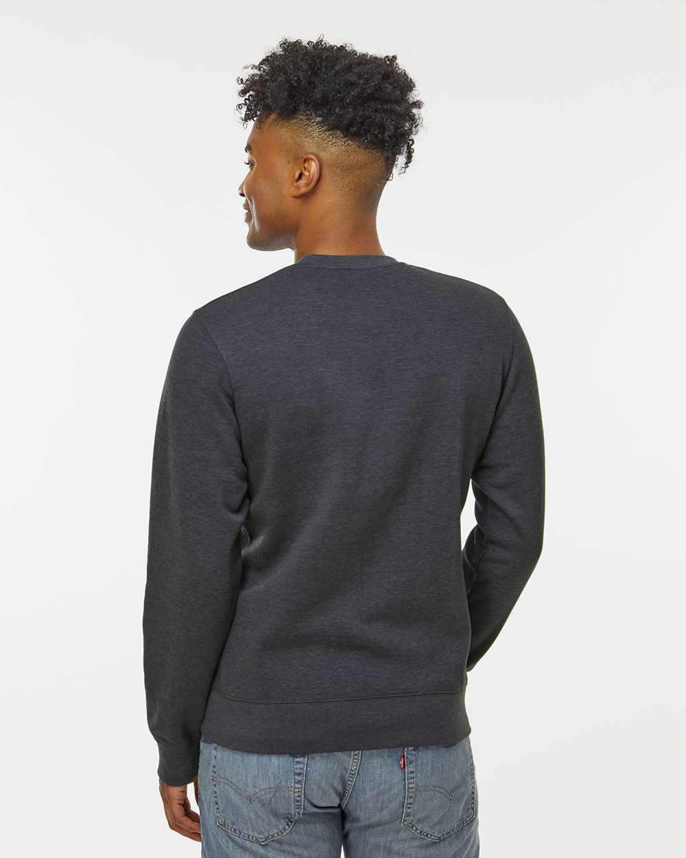 Unisex BTB Fleece Crewneck Sweatshirt - OnModelBack - B13528093 - Charcoal Heather