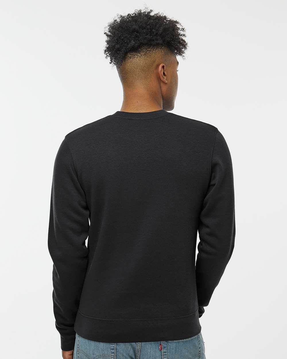 Unisex BTB Fleece Crewneck Sweatshirt - OnModelBack - B13528503 - Black
