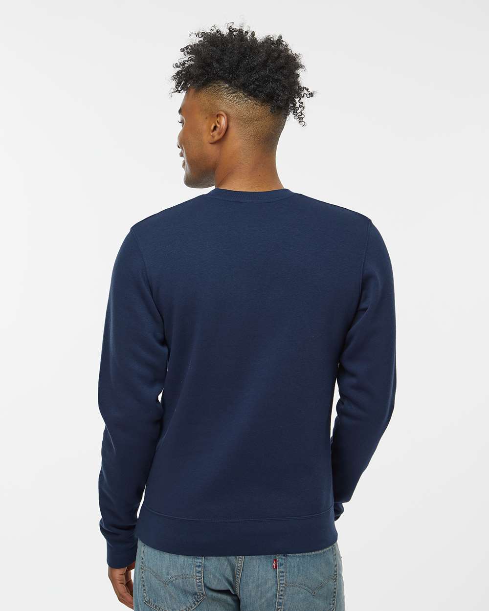Unisex BTB Fleece Crewneck Sweatshirt - OnModelBack - B13528653 - True Navy