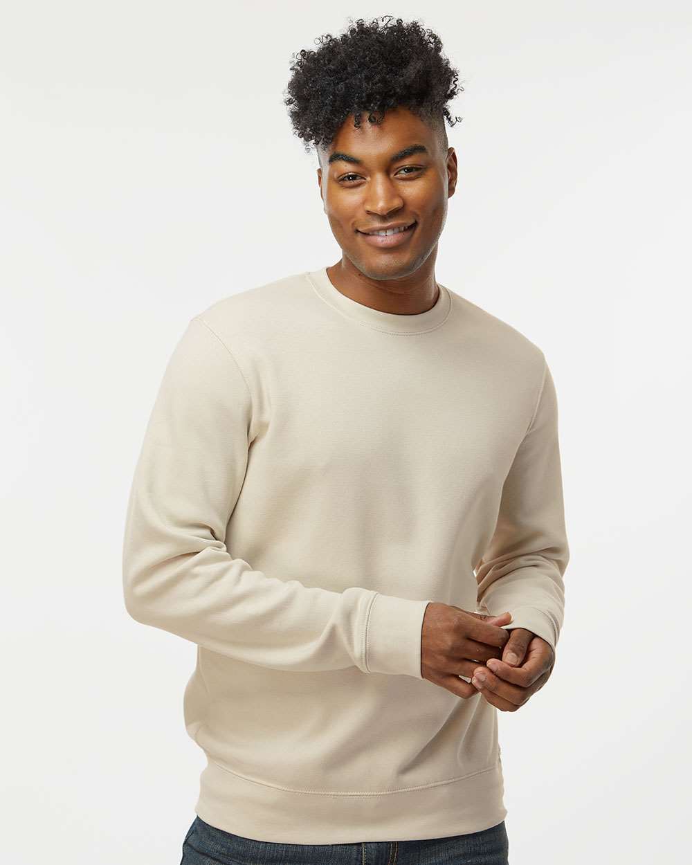 Unisex BTB Fleece Crewneck Sweatshirt - OnModelFront - B13528243 - Oyster
