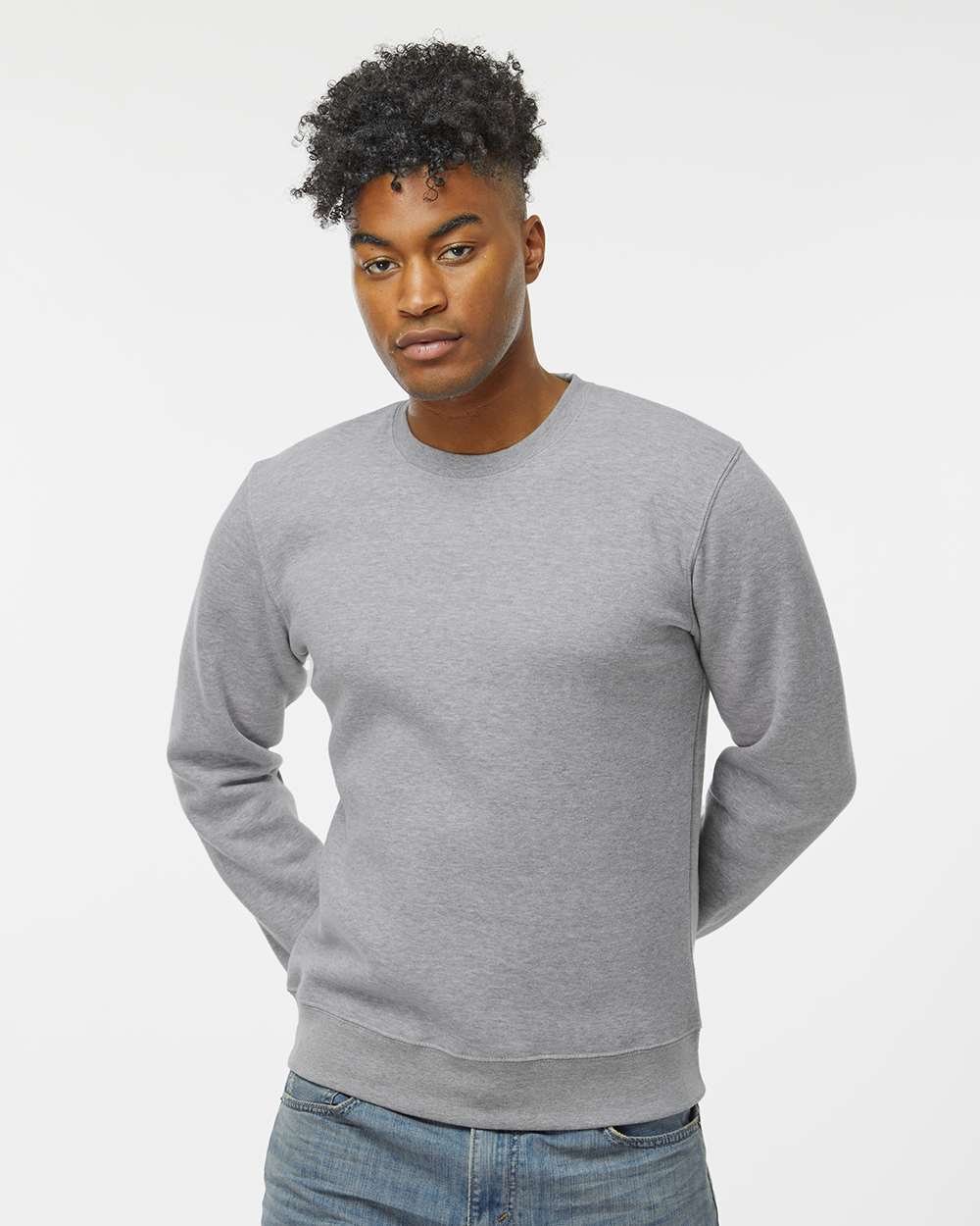 Unisex BTB Fleece Crewneck Sweatshirt - OnModelFront - B13528583 - Oxford
