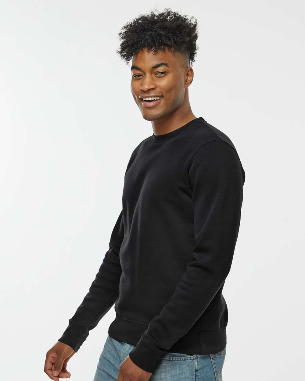Unisex BTB Fleece Crewneck Sweatshirt - OnModelSide - B13528503 - Black
