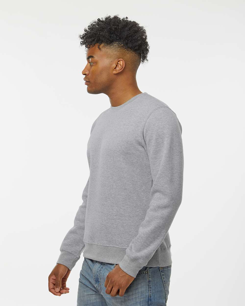 Unisex BTB Fleece Crewneck Sweatshirt - OnModelSide - B13528583 - Oxford