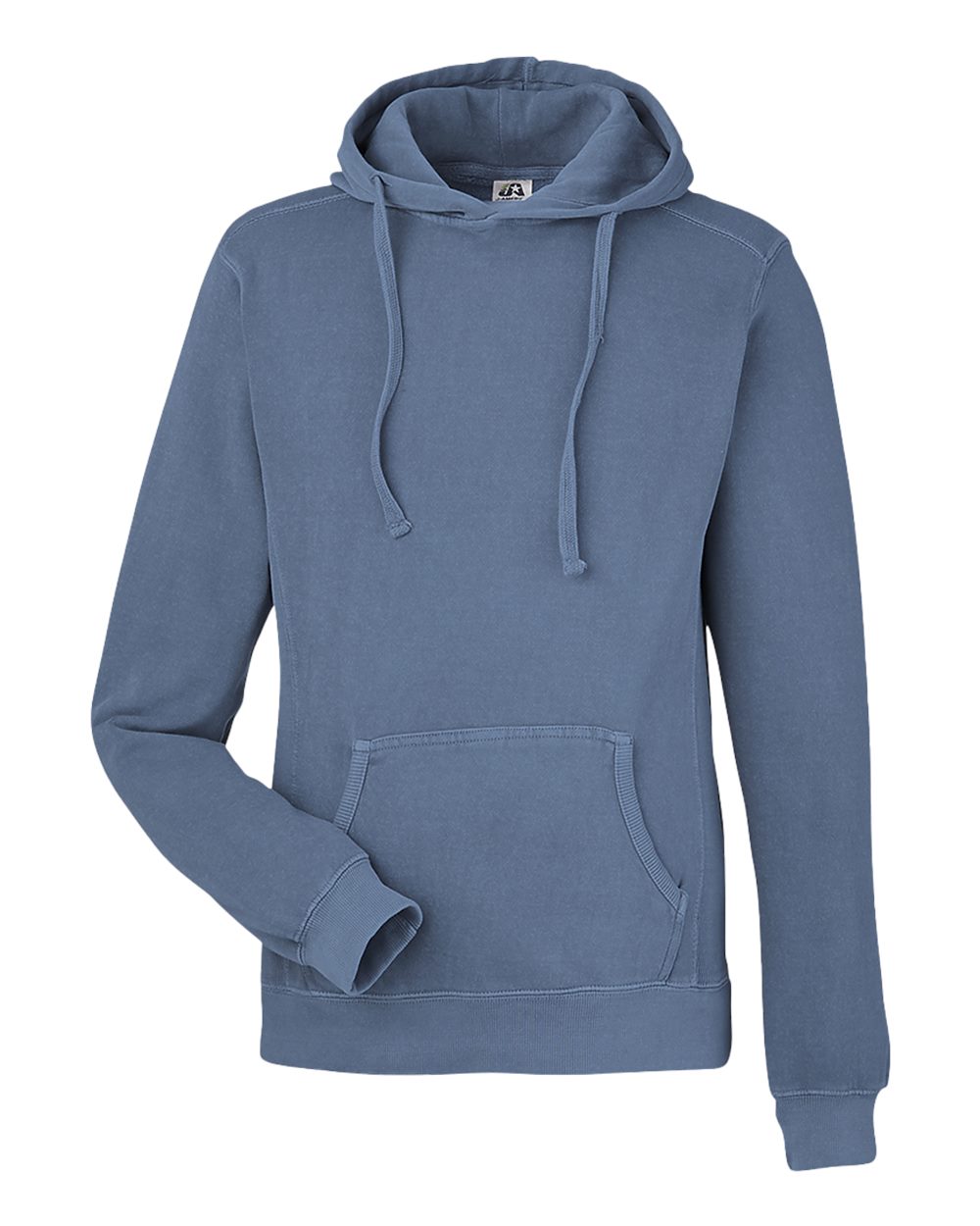 Unisex Pigment-Dyed Fleece Hooded Sweatshirt - OnModelFront - B14228103 - Denim