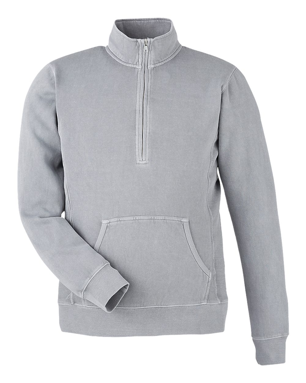 Unisex Pigment-Dyed Fleece Quarter-Zip Pullover - Front - B14428003 - Cloud