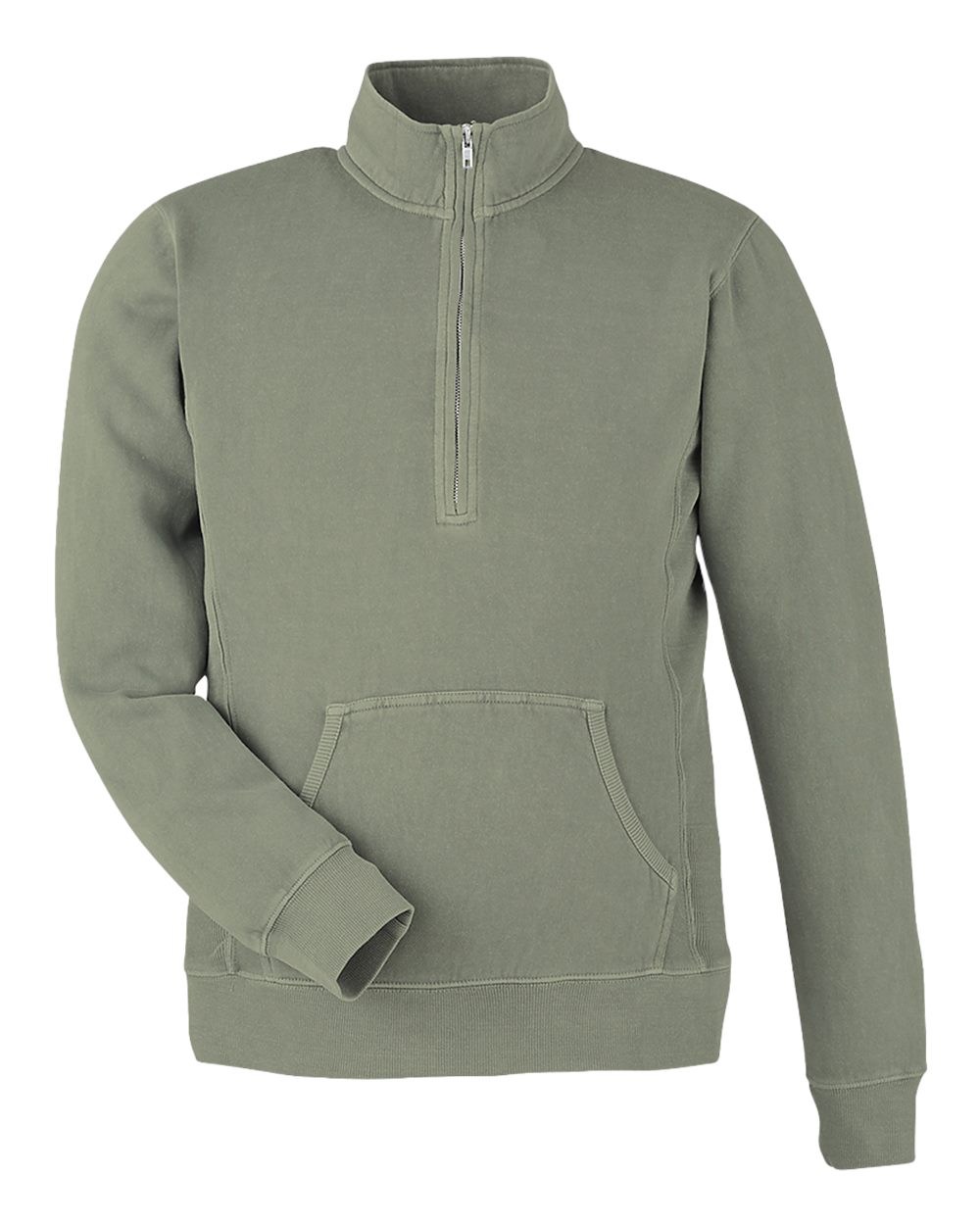 Unisex Pigment-Dyed Fleece Quarter-Zip Pullover - Front - B14428123 - Spruce