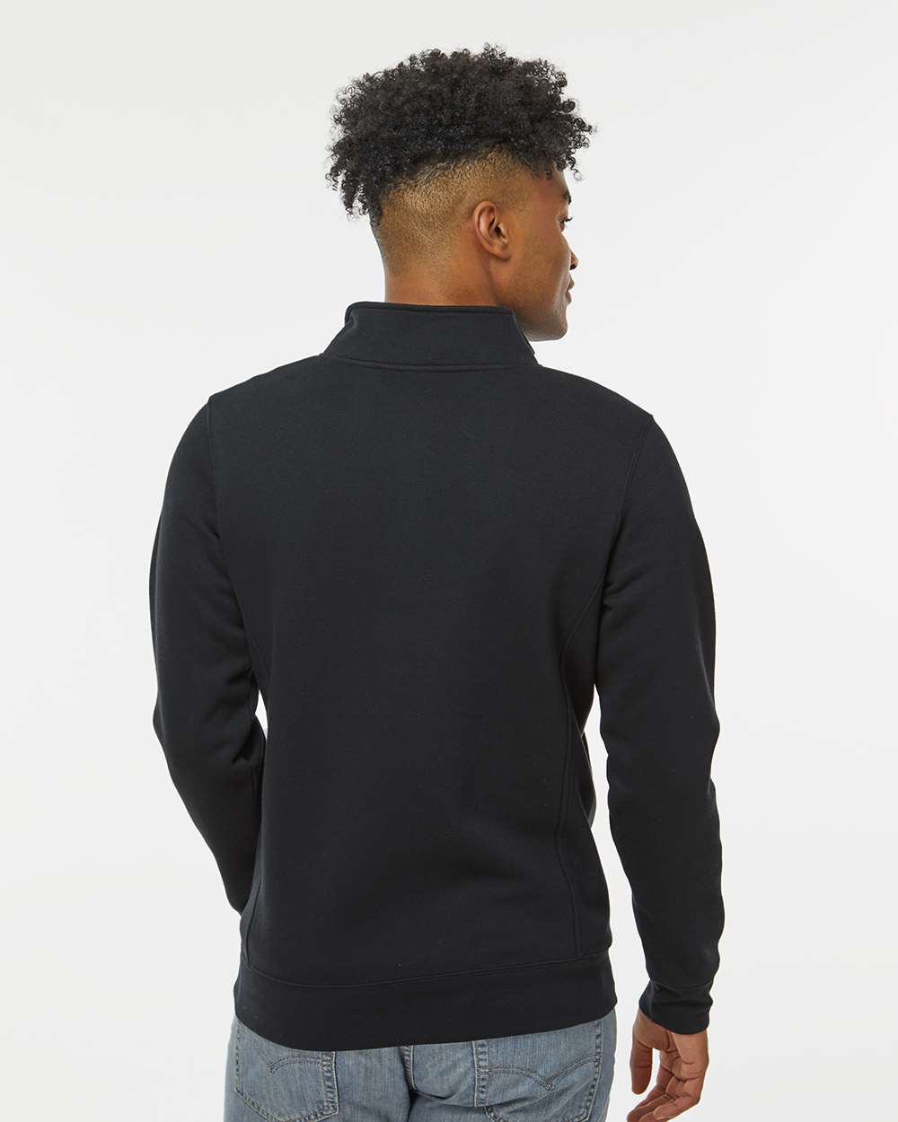 Unisex Heavyweight Fleece Quarter-Zip Sweatshirt - OnModelBack - B14528503 - Black