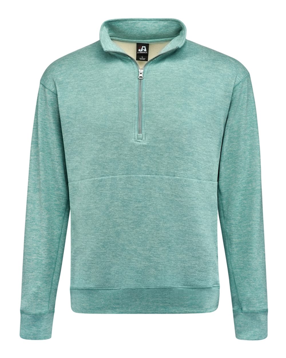 Unisex Electric Fleece Quarter-Zip Sweatshirt - Front - B18228003 - Electric Jade