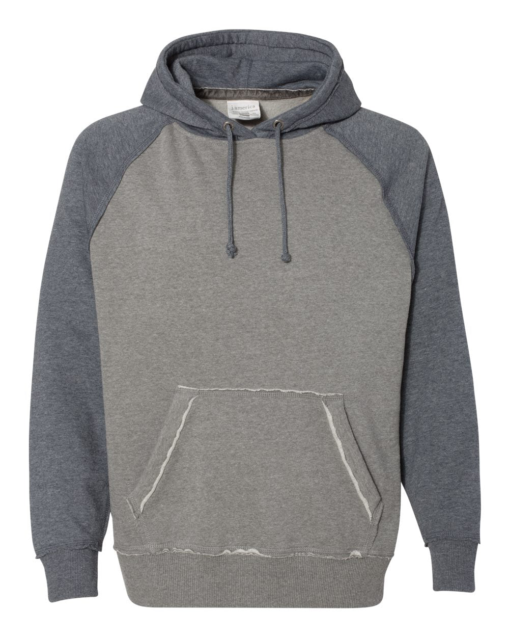 Men's Vintage Heather Hooded Sweatshirt - Front - B85828633 - Smoke Heather/ Vintage Navy Heather