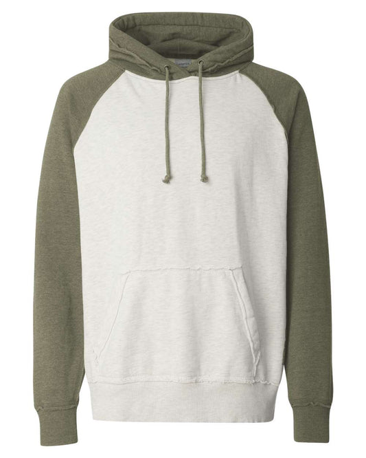 Men's Vintage Heather Hooded Sweatshirt - Front - B85828643 - Oatmeal Heather/ Army Heather