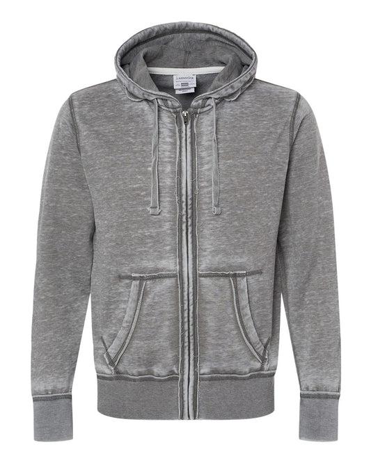 Men's Vintage Zen Fleece Full-Zip Hooded Sweatshirt - Front - B88028093 - Cement