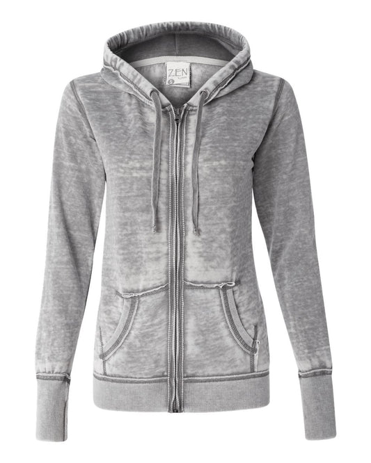 Women's Zen Fleece Full-Zip Hooded Sweatshirt - Front - B88328092 - Cement