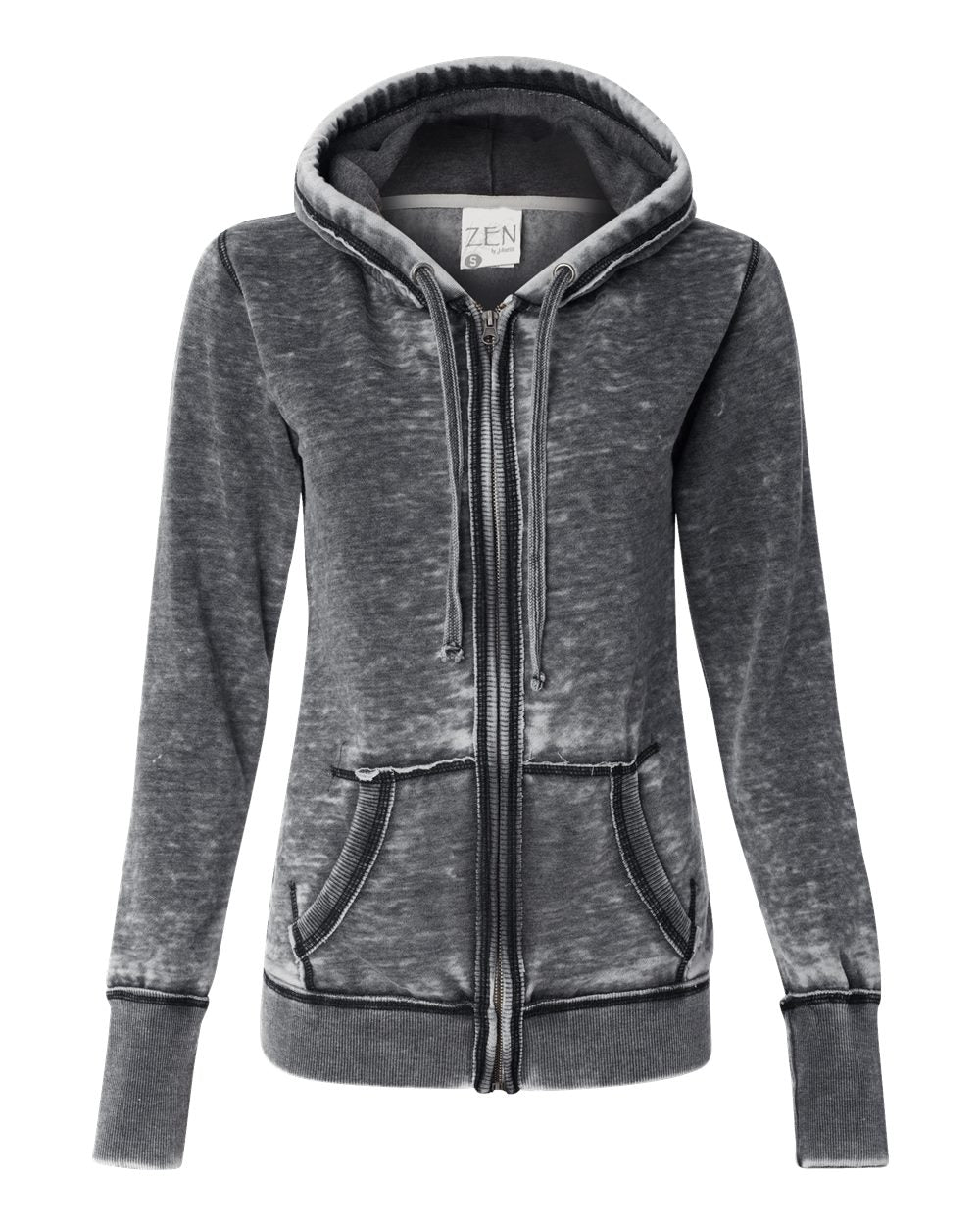 Women's Zen Fleece Full-Zip Hooded Sweatshirt - Front - B88328132 - Dark Smoke