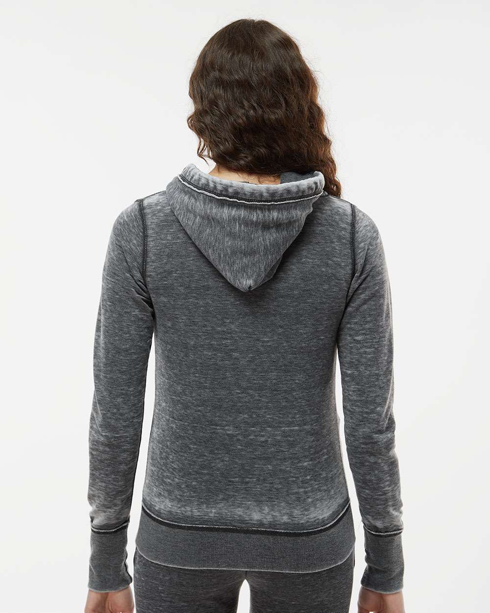 Women's Zen Fleece Full-Zip Hooded Sweatshirt - OnModelBack - B88328132 - Dark Smoke