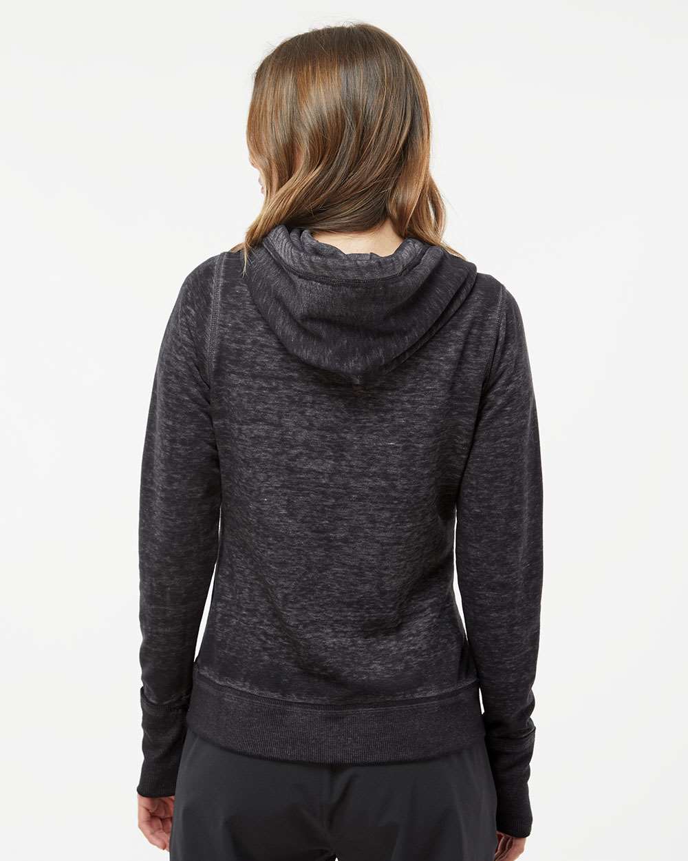 Women's Zen Fleece Full-Zip Hooded Sweatshirt - OnModelBack - B88328502 - Twisted Black