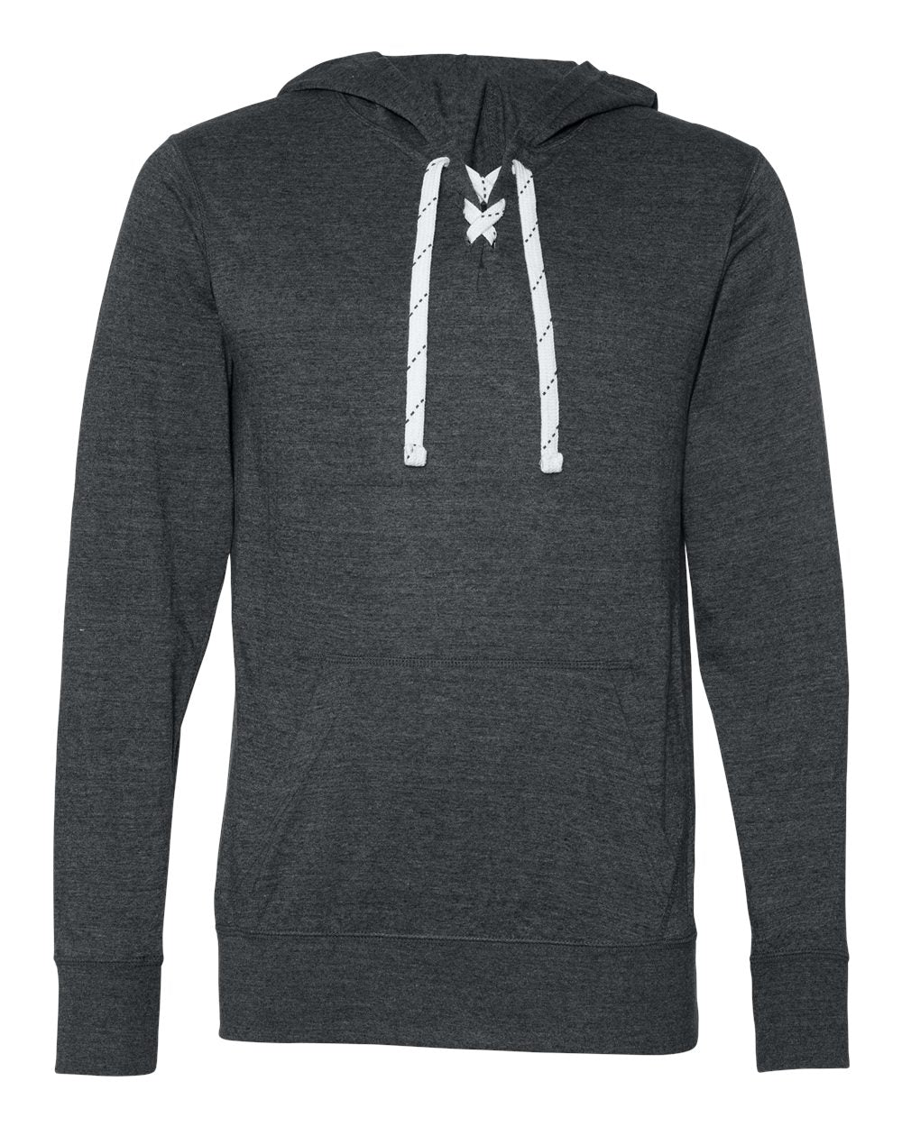 Unisex Jersey Sport Lace Hooded Pullover - Front - B81528091 - Charcoal Heather