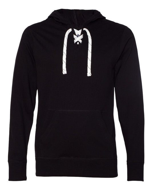 Unisex Jersey Sport Lace Hooded Pullover - Front - B81528501 - Black