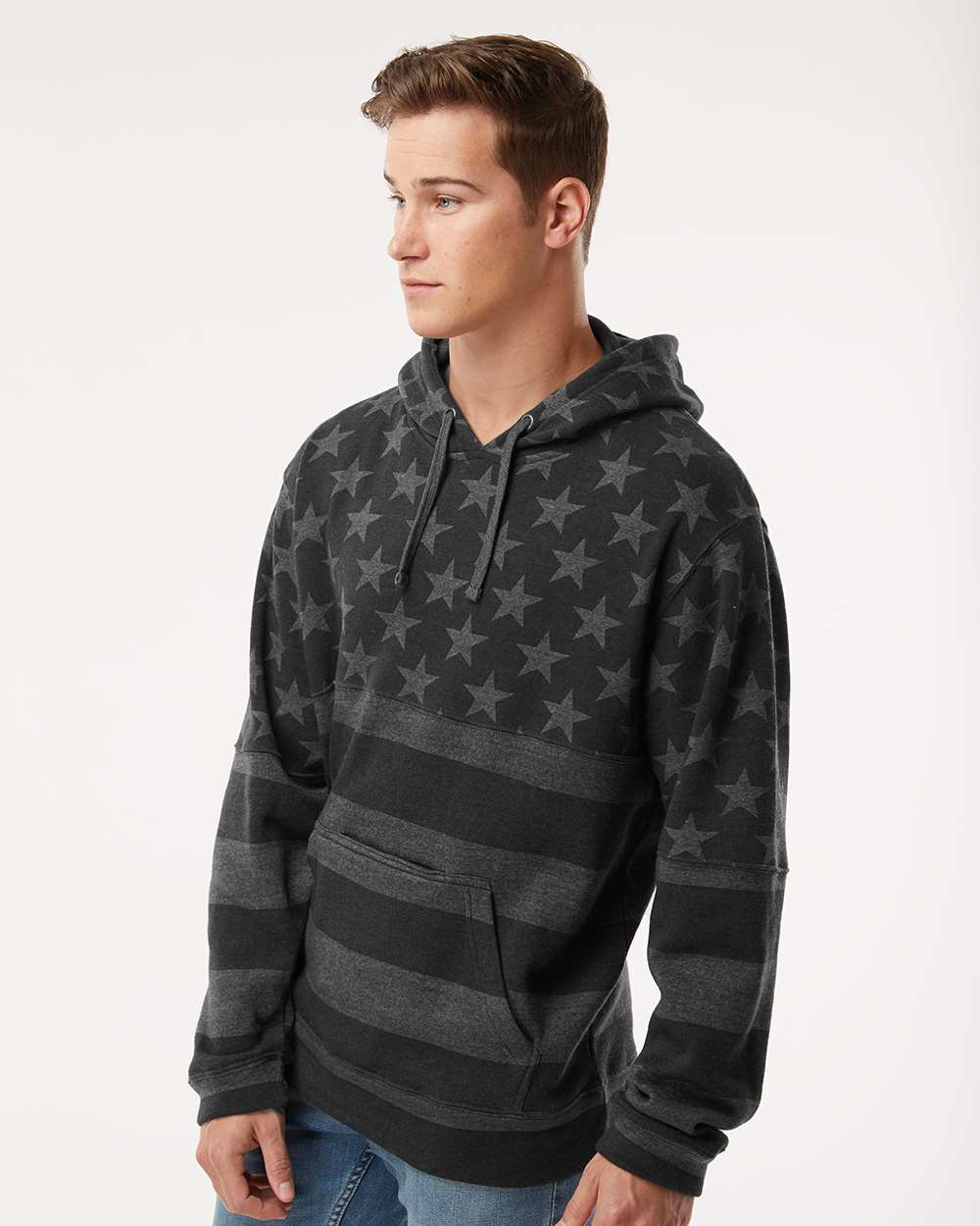 Men's Tailgate Hooded Sweatshirt - OnModelSide - B88528523 - Black Stars & Stripes
