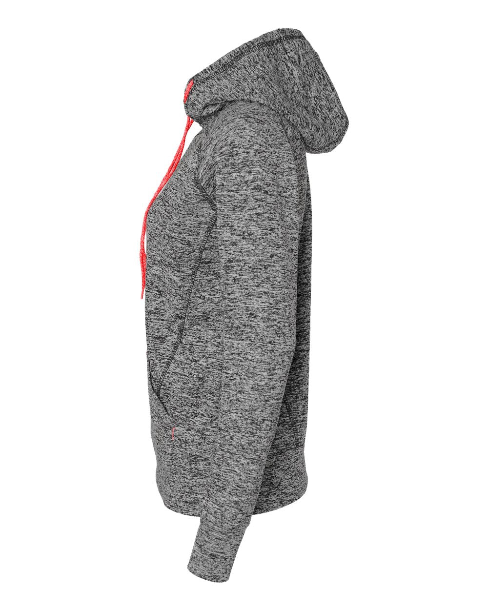 Women’s Cosmic Fleece Hooded Sweatshirt - DirectSide - B54028093 - Charcoal Fleck/ Fire Coral