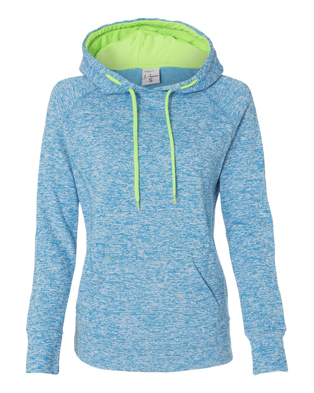 Women’s Cosmic Fleece Hooded Sweatshirt - Front - B54028063 - Electric Blue/ Neon Green