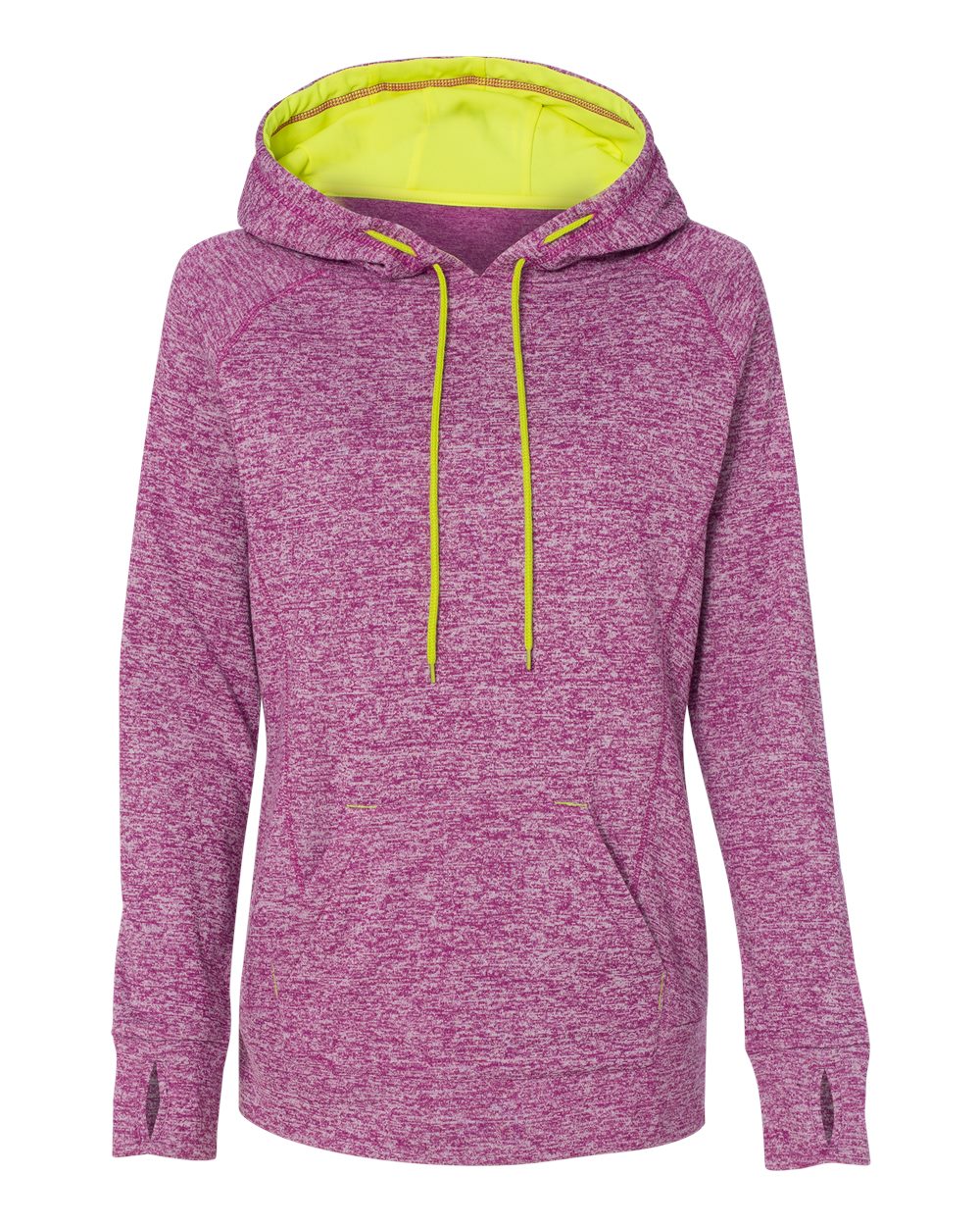 Women’s Cosmic Fleece Hooded Sweatshirt - Front - B54028143 - Magenta/ Neon Yellow