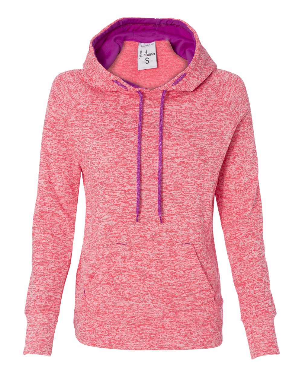 Women’s Cosmic Fleece Hooded Sweatshirt - Front - B54028273 - Fire Coral/ Magenta