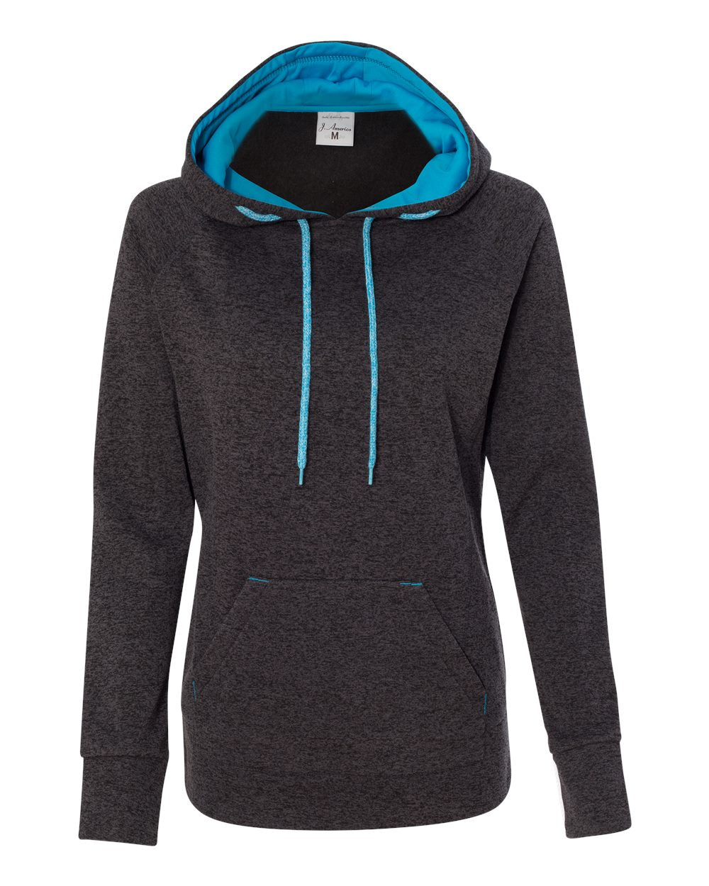 Women’s Cosmic Fleece Hooded Sweatshirt - Front - B54028343 - Onyx Fleck/ Electric Blue