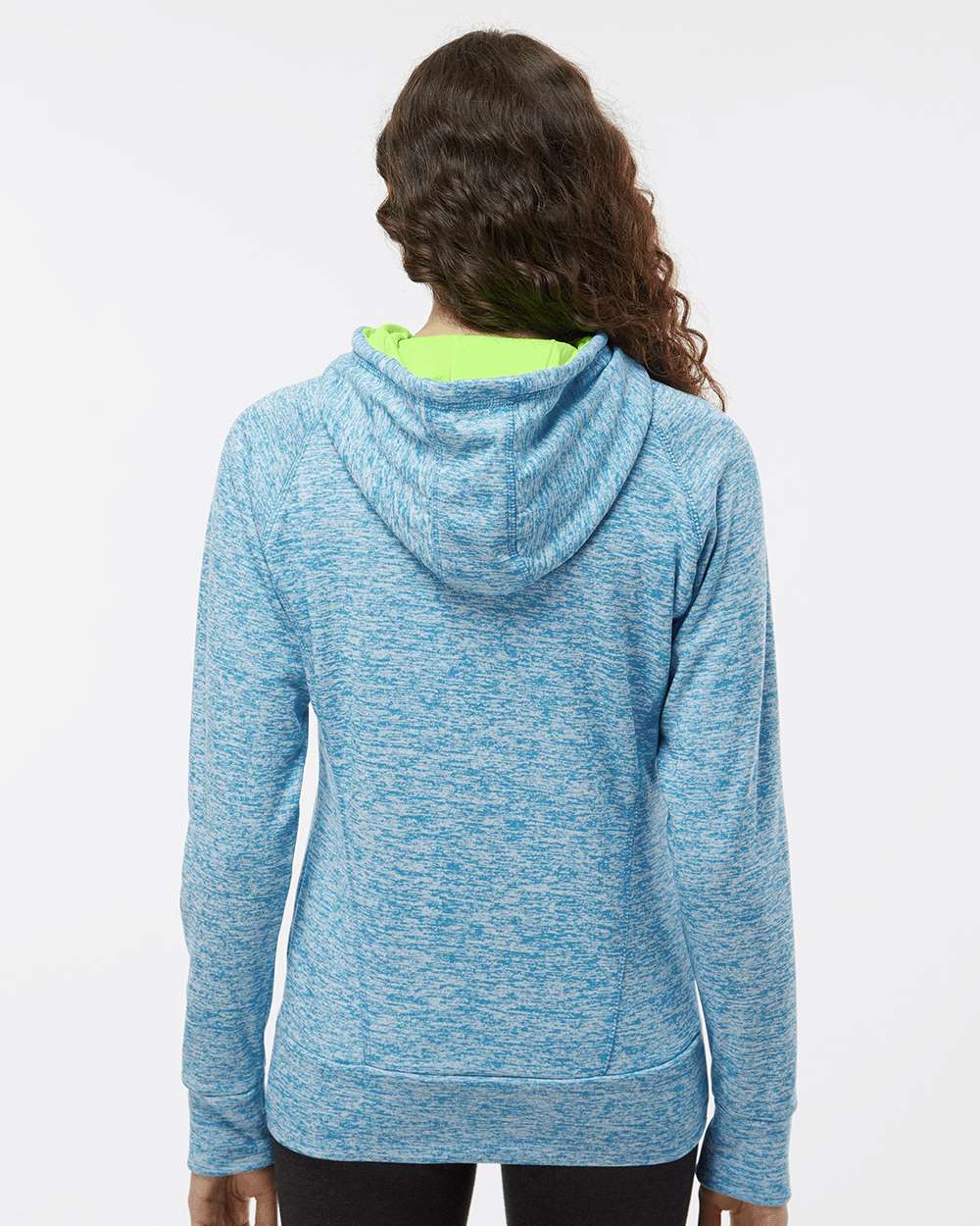 Women’s Cosmic Fleece Hooded Sweatshirt - OnModelBack - B54028063 - Electric Blue/ Neon Green