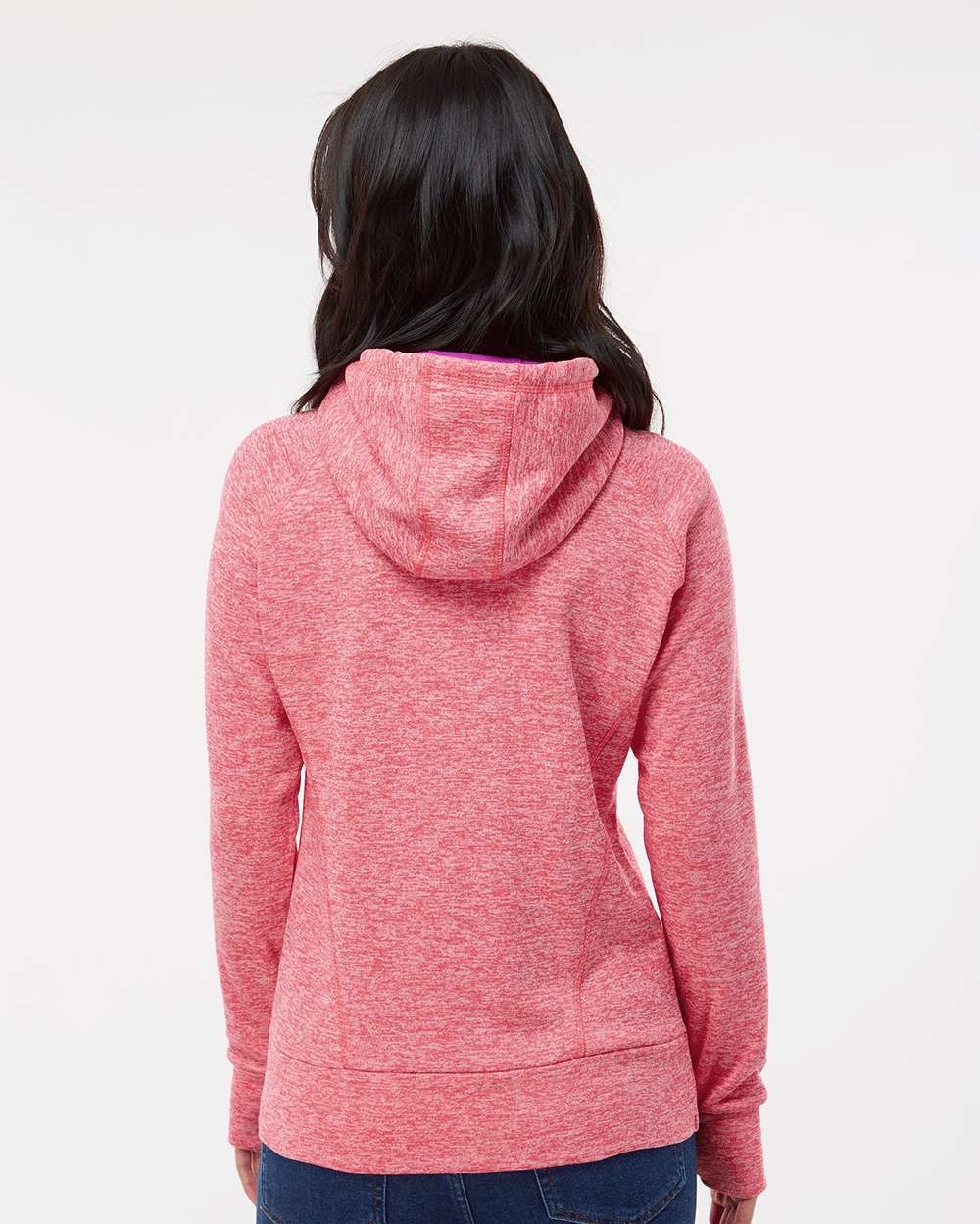 Women’s Cosmic Fleece Hooded Sweatshirt - OnModelBack - B54028273 - Fire Coral/ Magenta