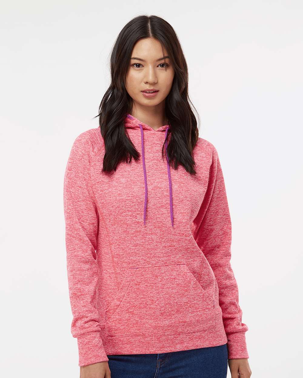 Women’s Cosmic Fleece Hooded Sweatshirt - OnModelFront - B54028273 - Fire Coral/ Magenta
