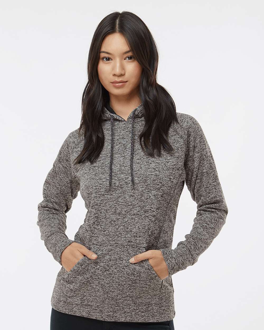 Women’s Cosmic Fleece Hooded Sweatshirt - OnModelFront - B54028503 - Charcoal Fleck/ Black