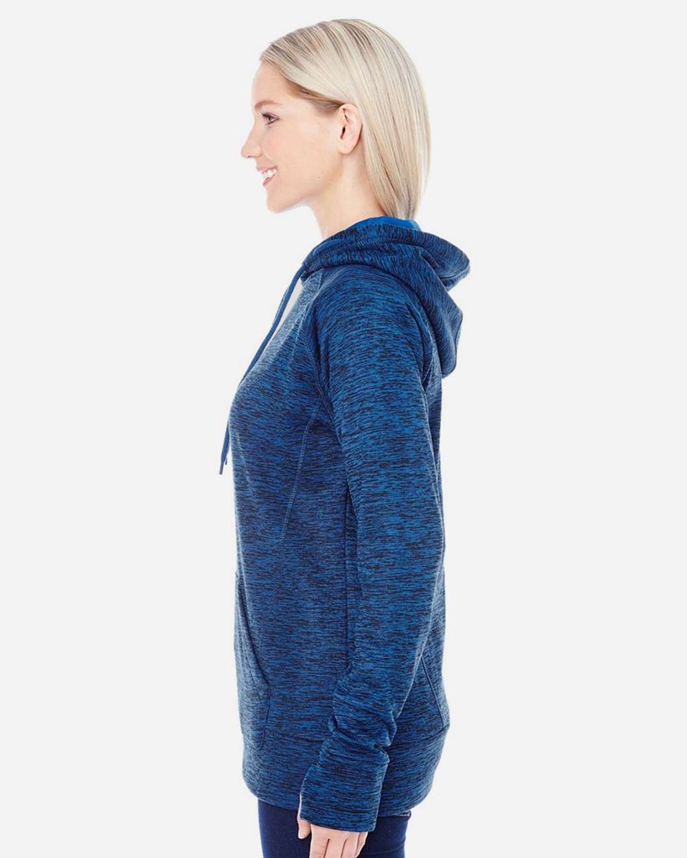 Women’s Cosmic Fleece Hooded Sweatshirt - OnModelSide - B54028756 - Royal Fleck/ Royal