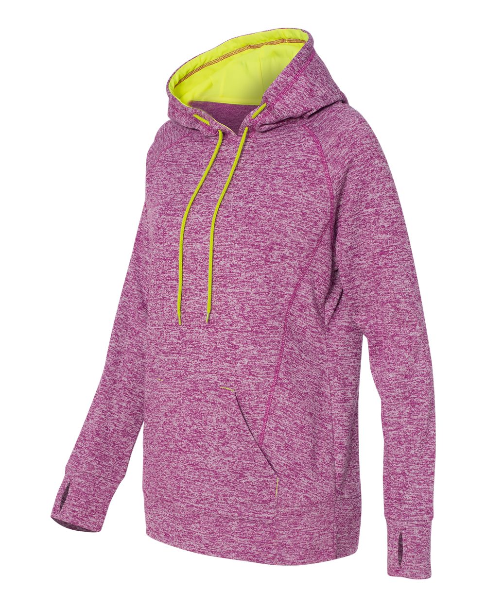 Women’s Cosmic Fleece Hooded Sweatshirt - Side - B54028143 - Magenta/ Neon Yellow