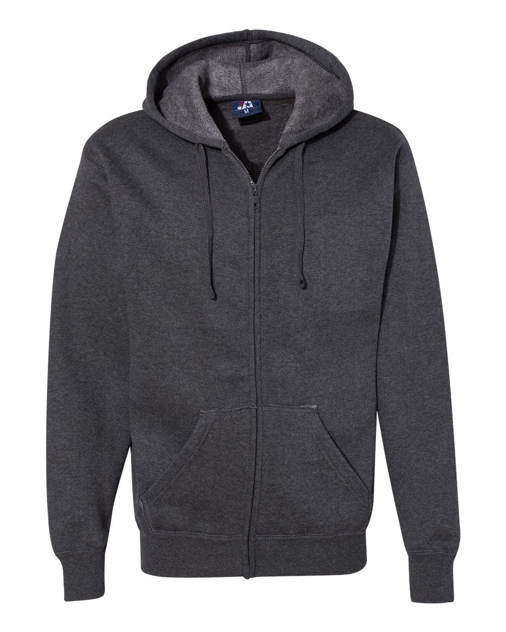 Men's Premium Full-Zip Hooded Sweatshirt - Front - B20428093 - Charcoal Heather