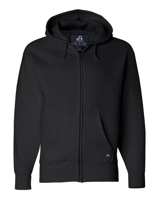 Men's Premium Full-Zip Hooded Sweatshirt - Front - B20428503 - Black