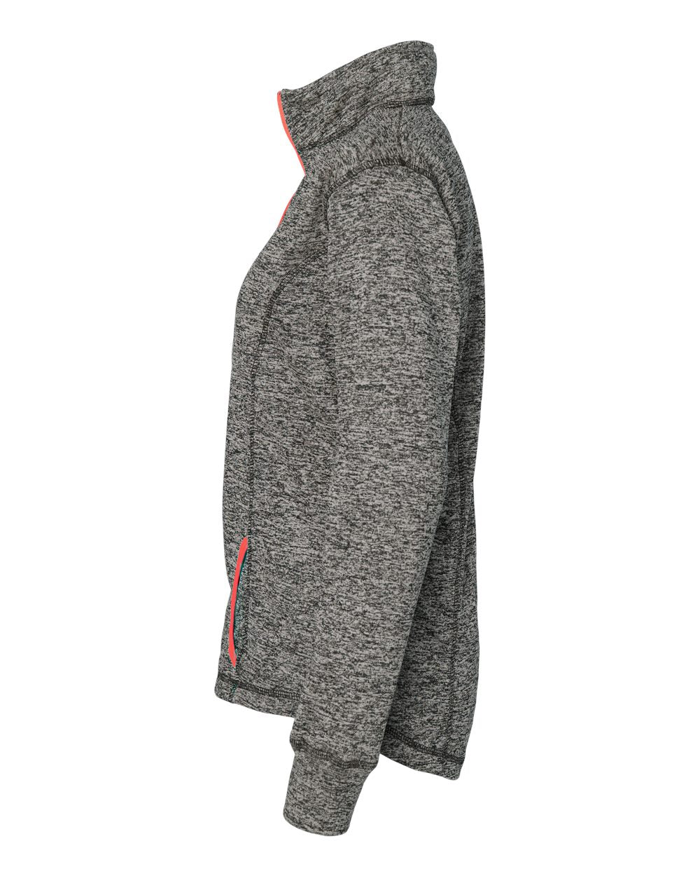 Women's Cosmic Fleece Quarter-Zip Pullover - DirectSide - B24628093 - Charcoal Fleck/ Fire Coral